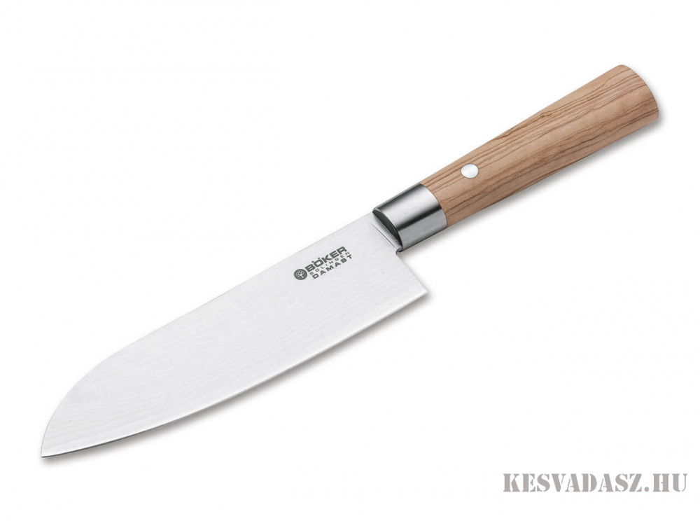 BÖKER Damaszk pengés santoku konyhakés olív - 17,2 cm-es pengével BÖKER Damaszk pengés santoku konyhakés olív - 17,2 cm-es pengével