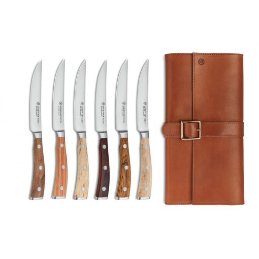 Wüsthof Ikon steak késkészlet 6 részes – bőrtokban