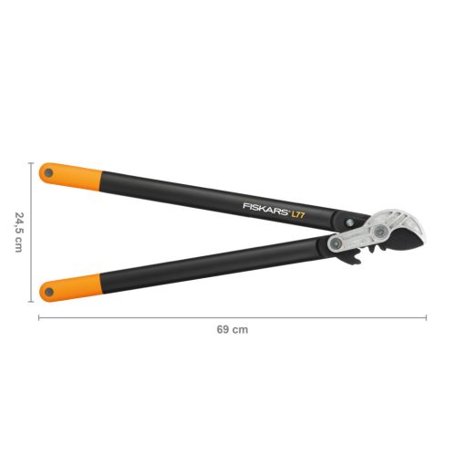 FISKARS PowerGear műanyag fogaskerekes ágvágó, rávágó pengével (L) L77