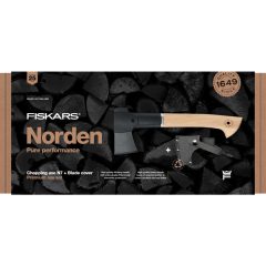 FISKARS N7 Norden kemping fejsze + élvédő, díszdobozban