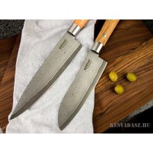 BÖKER Damaszk pengés általános konyhakés - 15 cm-es pengével - olív