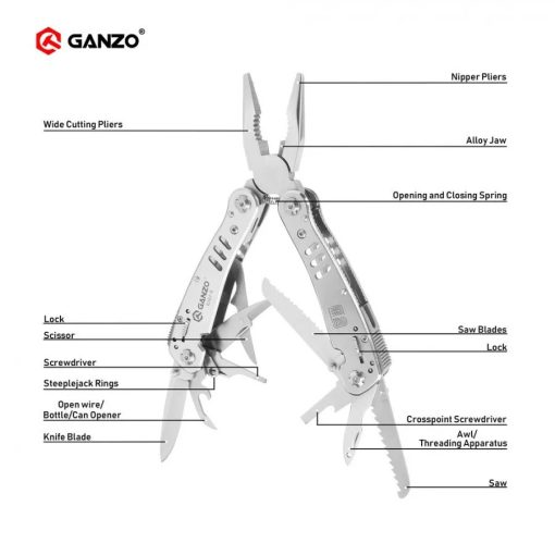 Ganzo G301H multifunkciós fogó – rozsdamentes acél multitool