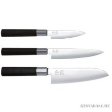 KAI Wasabi Black 3 részes szakácskés szett santoku késsel