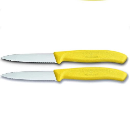 VICTORINOX Swiss Classic hámozókés, recézett pengével (8 cm) 2 részes, sárga