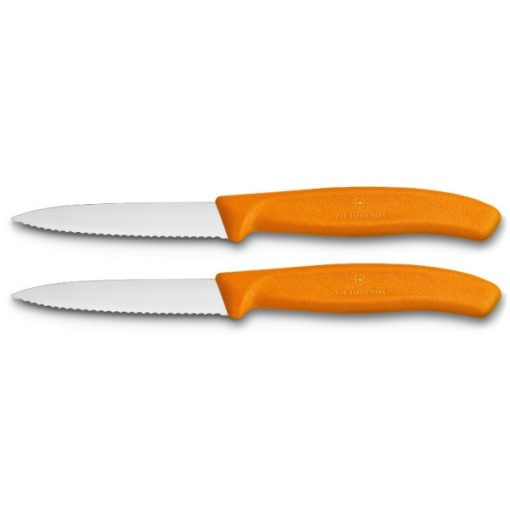 VICTORINOX Swiss Classic hámozókés, recézett pengével (8 cm) 2 részes, narancssárga