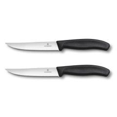   VICTORINOX Swiss Classic steak kés, recézett pengével  (12 cm) 2 részes, fekete