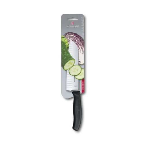 VICTORINOX Swiss Classic santoku kés, barázdált pengével (17 cm) fekete