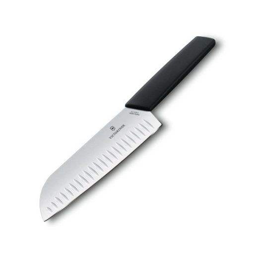 VICTORINOX Swiss Modern santoku kés, barázdált pengével (17 cm) fekete