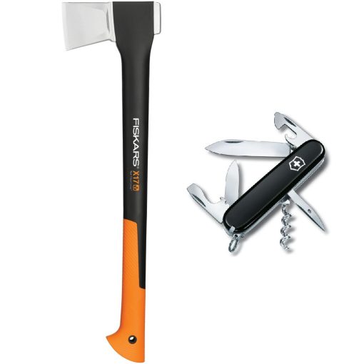 FISKARS X17 hasítófejsze (M) + VICTORINOX Swiss Army Spartan zsebkés, fekete