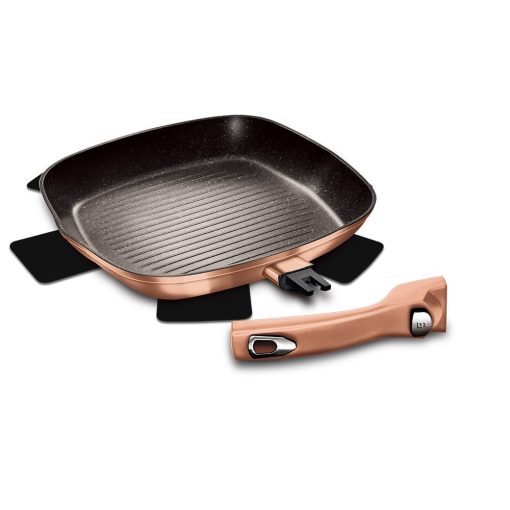 BerlingerHaus Grill serpenyő levehető nyéllel (28 cm) - Metallic Line Rose Gold Edition