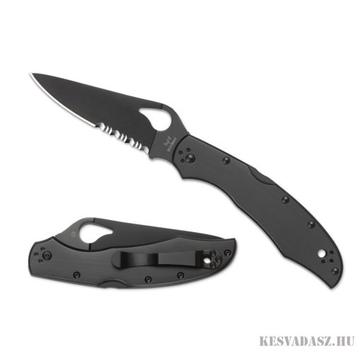 Spyderco Byrd Cara Cara 2 fekete félig fogazott zsebkés