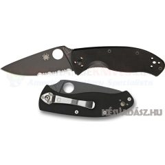 Spyderco Tenacious félig fogazott fekete pengés zsebkés