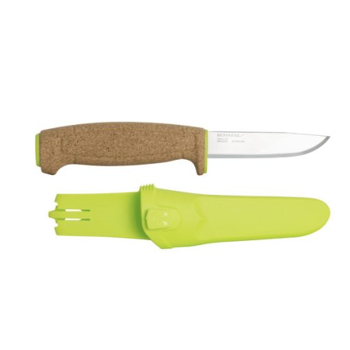 MORAKNIV FLOATING horgászkés (S) parafa markolattal, tokkal, neon zöld