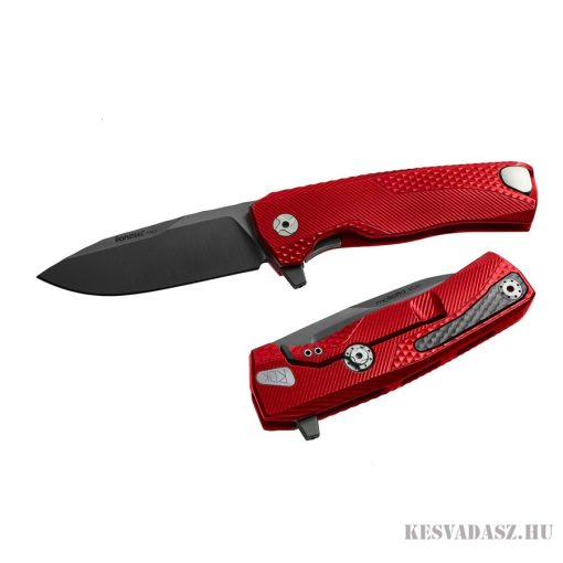 LionSteel ROK Aluminium Red zsebkés fekete pengével, piros