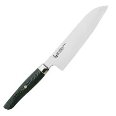   Mcusta Zanmai Revolution Santoku szakácskés, 18 cm penge, zöld Micarta