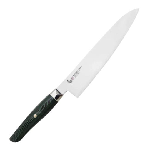 Mcusta Zanmai Revolution Gyuto szakácskés, 21 cm penge, zöld Micarta