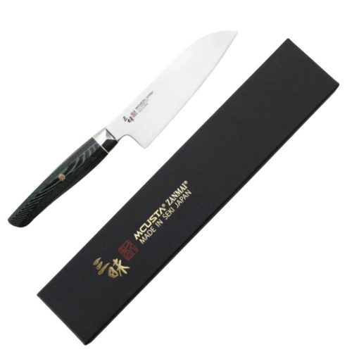 Mcusta Zanmai Revolution Kosantoku japán konyhakés, 15 cm penge, zöld Micarta