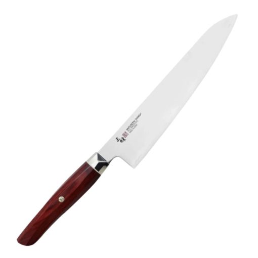 Mcusta Zanmai Revolution Gyuto szakácskés, 21 cm penge, vörös pakkafa