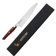 Mcusta Zanmai Revolution Gyuto szakácskés, 21 cm penge, vörös pakkafa