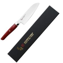 Mcusta Zanmai Revolution Kosantoku japán konyhakés, 15 cm penge, vörös pakkafa