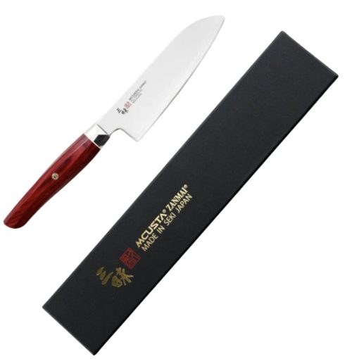 Mcusta Zanmai Revolution Kosantoku japán konyhakés, 15 cm penge, vörös pakkafa